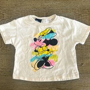 ZARA Disney White Tee with Colorful Minnie Mouse Design 2T